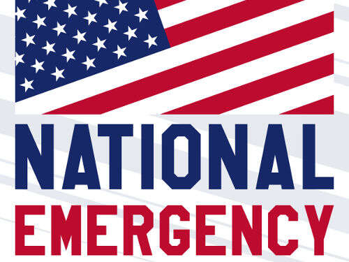 american flag with text national emergency